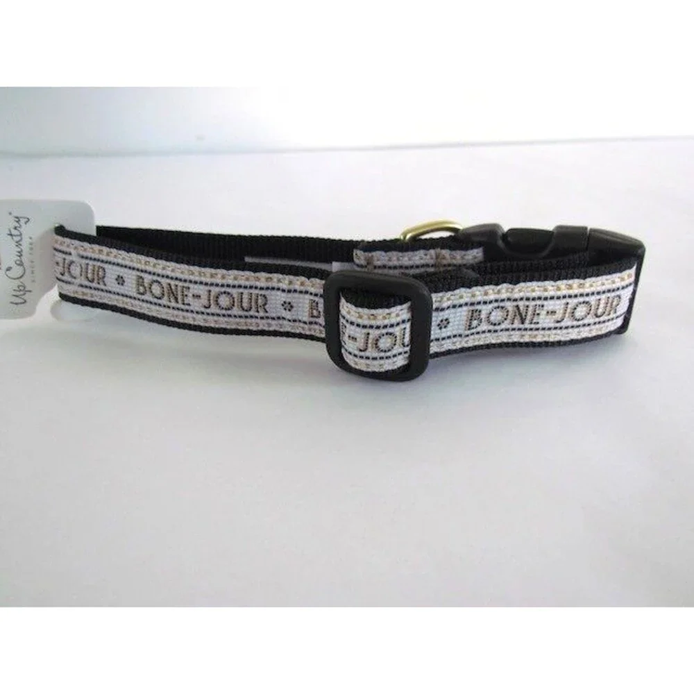Anthropologie The Bistro Tile Dog Collar Sz S BONE JOUR NWT